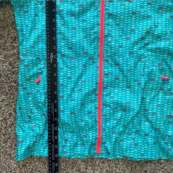 Columbia Women’s Windbreaker Rain Jacket Teal and Hot Pink Aztec Print Sz Small - Picture 10 of 12